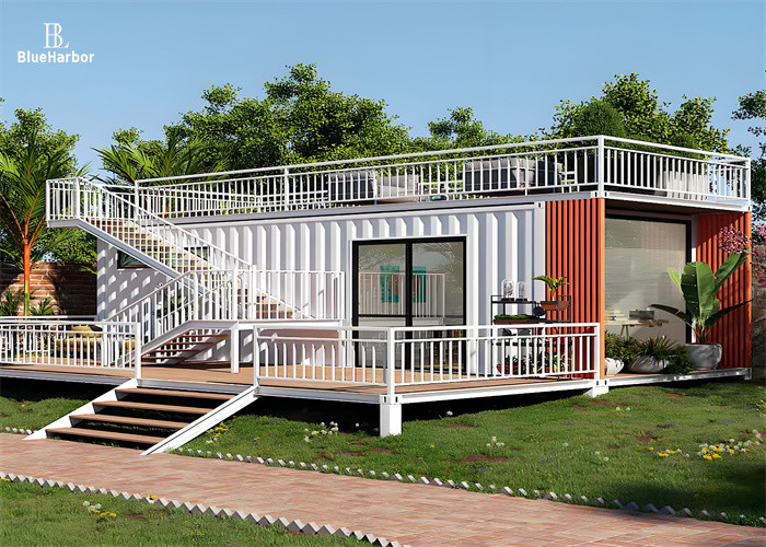 Leisure Garden Style Modular House Color And Staircase Style Customized