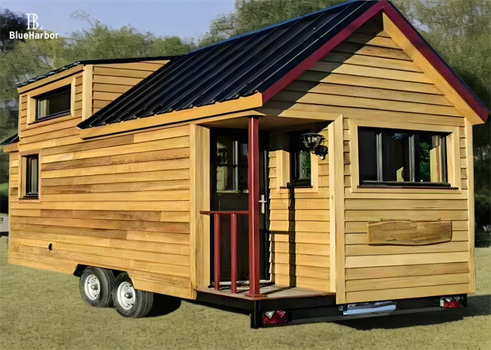 Light Steel Structure Trailer Prefabricated Tiny House With Loft Layout For 2 People