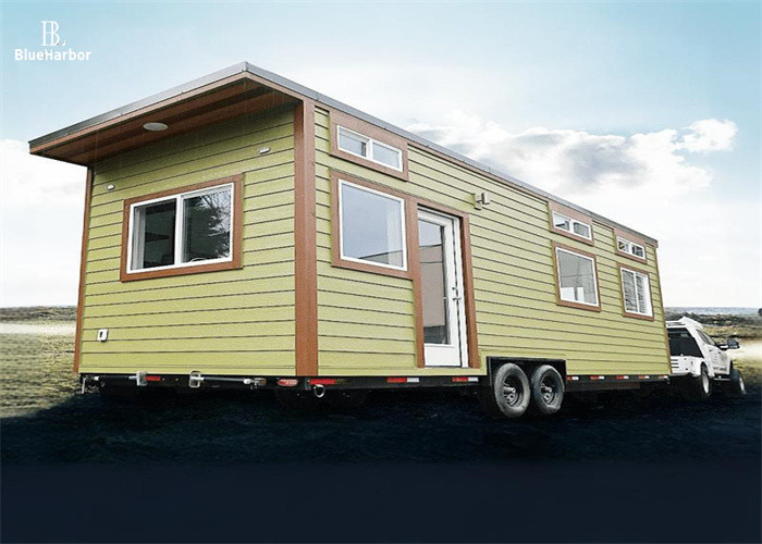 Light Steel Structure Prefab Mini Homes Trailered Beige 3 Ton For 2-3 People