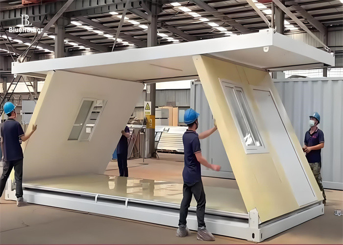 Stylish-looking Z-shaped folding container with four windows and one door, easy to install